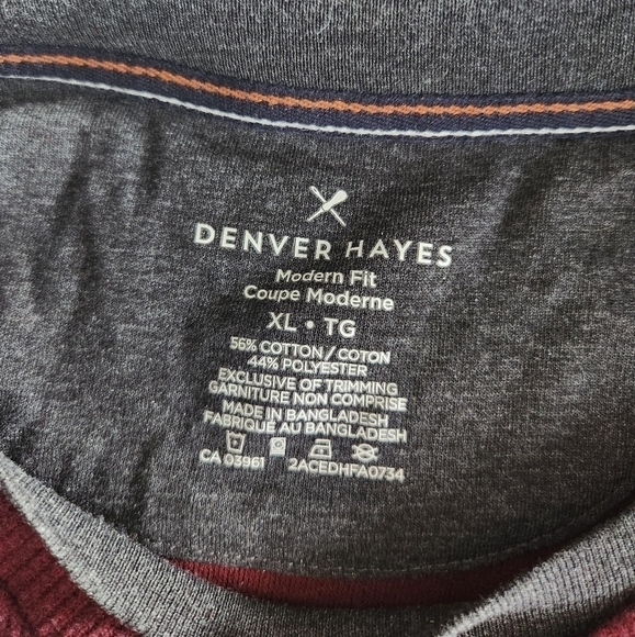 Denver Hayes Men's Modern Fit Long Sleeve T-shirt. Dark Red Size XL - Picture 6 of 9